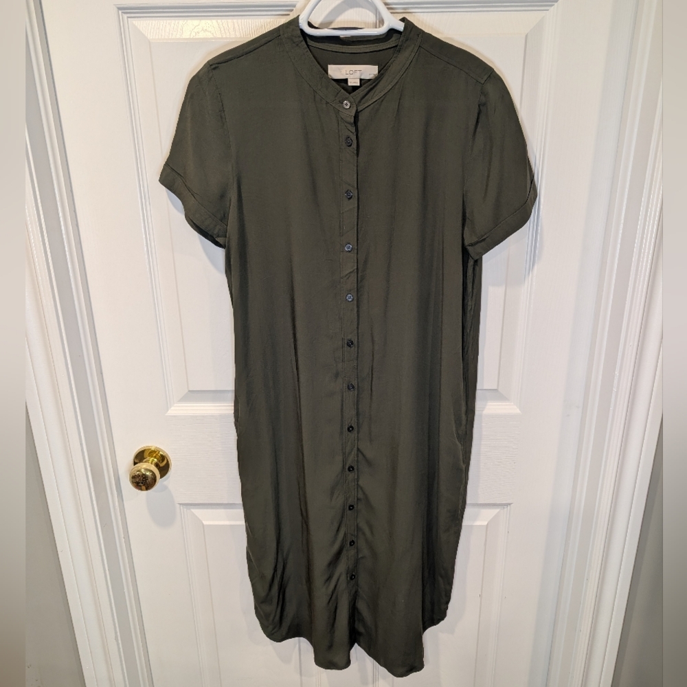 LOFT Women's Dark Olive Midi Dress